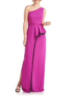 JS Collections Hayley One-Shoulder A-Line Evening Gown in Cerise at Nordstrom