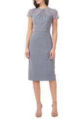 JS Collections Illusion Lace Short Sleeve Cocktail Dress in Slate Blue at Nordstrom
