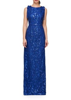 JS Collections Khloe Sequin Embroidered Column Gown