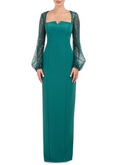 JS Collections Kim Sequin Long Sleeve Column Gown