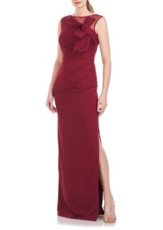 JS Collections Kirsten Bow Neckline Crepe Column Gown