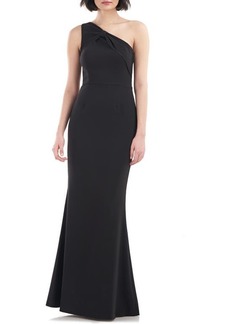 JS Collections Lilah Bow Detail One-Shoulder Mermaid Gown in Black at Nordstrom