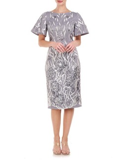 JS Collections Lyra Flutter Sleeve Sequin Cocktail Dress