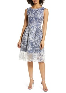 JS Collections Poppy Floral Print Cocktail Dress in French Blue at Nordstrom