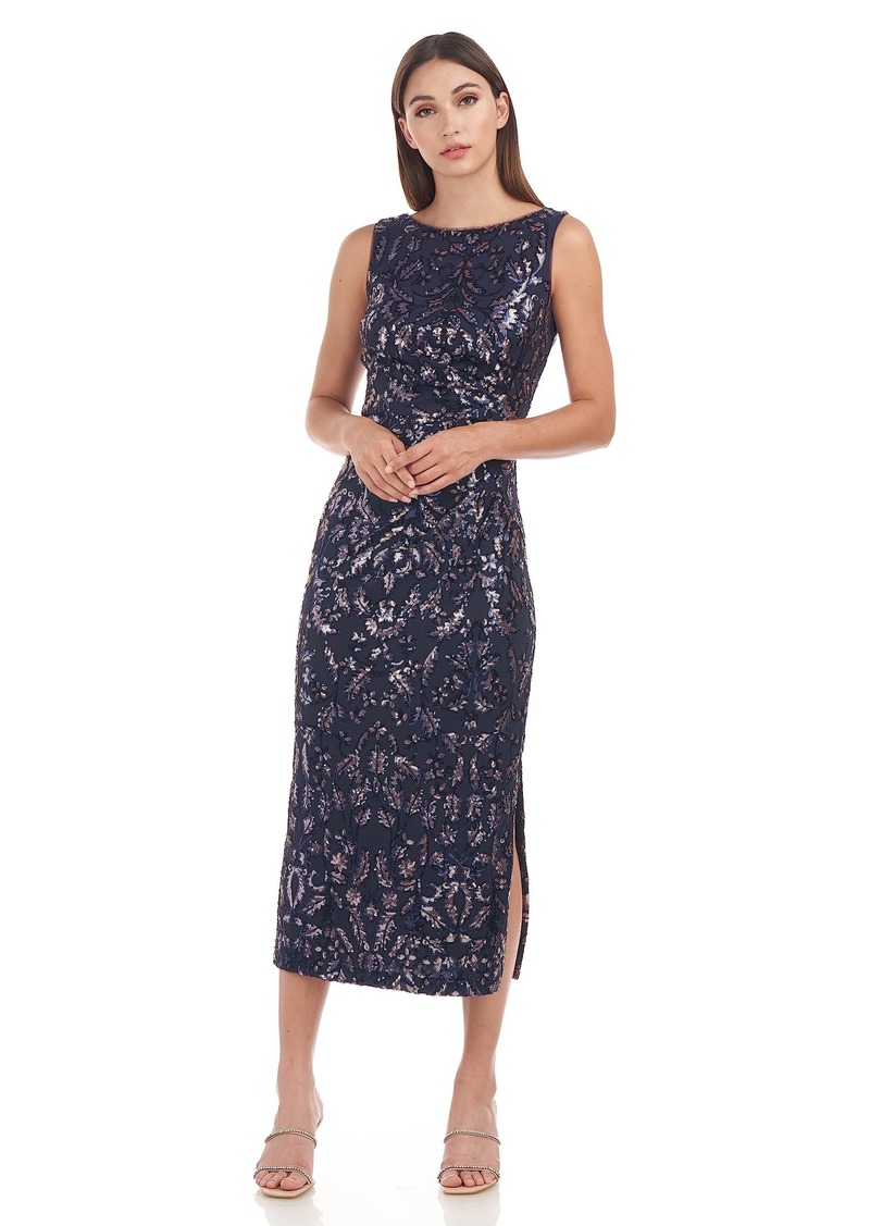 JS Collections Women's Annie Draped Tea Length Dress Navy/Blush