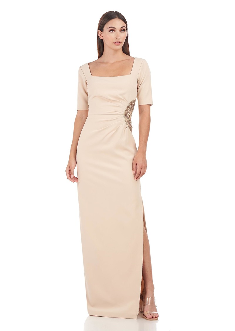 JS Collections Women's Ashley Draped Column Gown