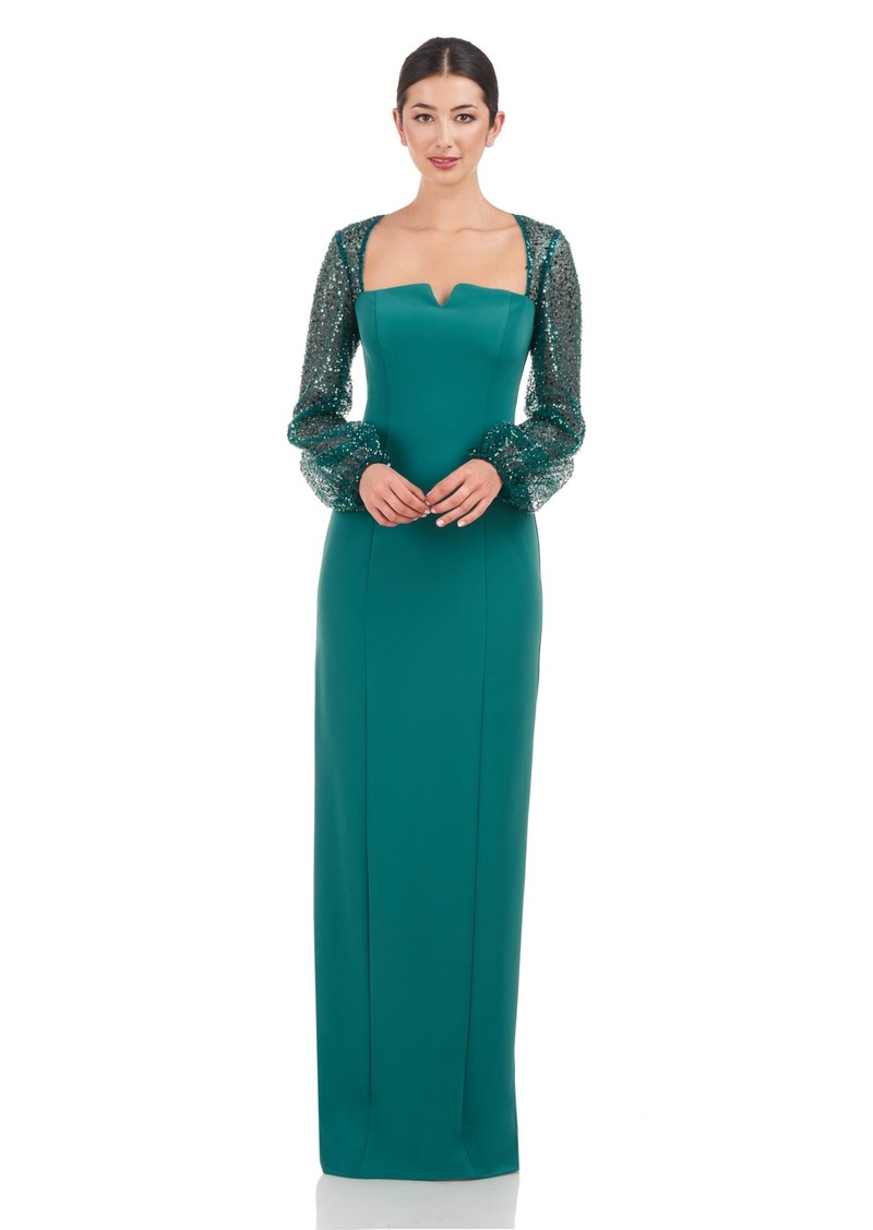 JS Collections Women's Kim Gown with Sequin Sleeve