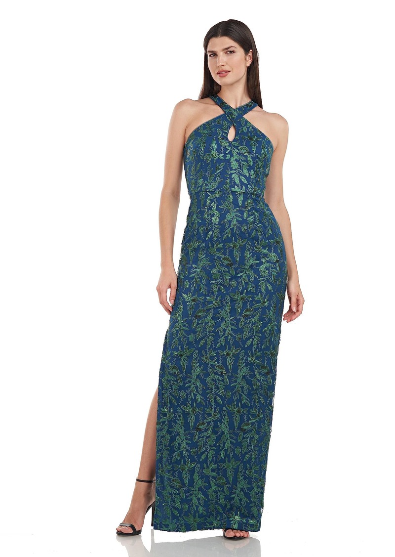 JS Collections Women's Rebecca Keyhole Column Gown