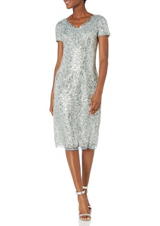 JS Collections Women's Sequin Short Sleeve v-Neck Cocktail Dress
