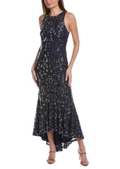 JS Collections Women's Sloane Halter High Low Gown Navy/Blush