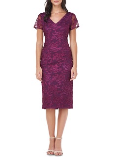 JS Collections Soutache Embroidered V-Neck Cocktail Dress in Plum at Nordstrom Rack