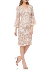 JS Collections Bell Sleeve Soutache Cocktail Dress in Ivory/Blush at Nordstrom