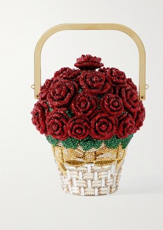 Judith Leiber Basket Of Roses Crystal-embellished Gold-tone Clutch