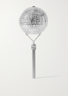 Judith Leiber Disco Ball Tasseled Crystal-embellished Silver-tone Clutch