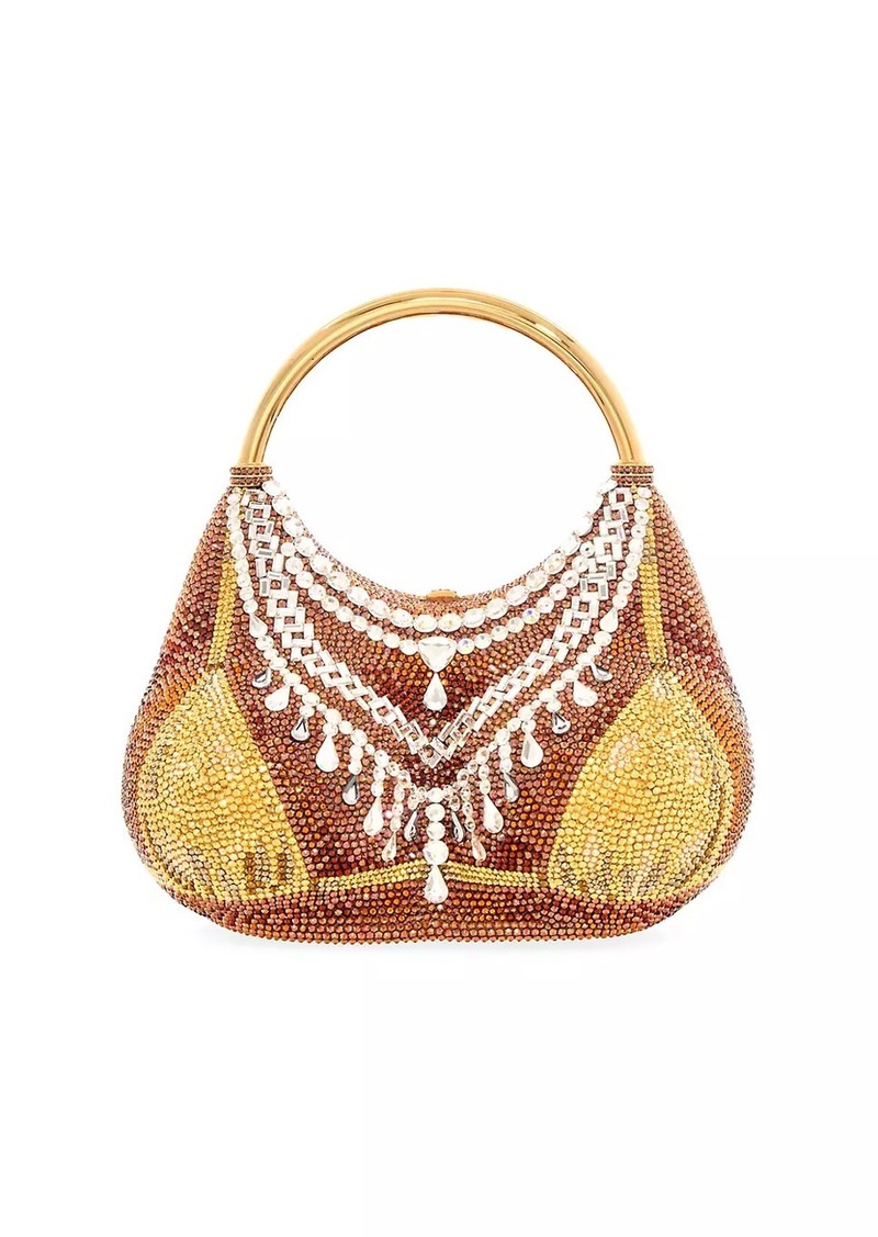 Judith Leiber Gold Bikini Crystal-Embellished Top Handle Bag