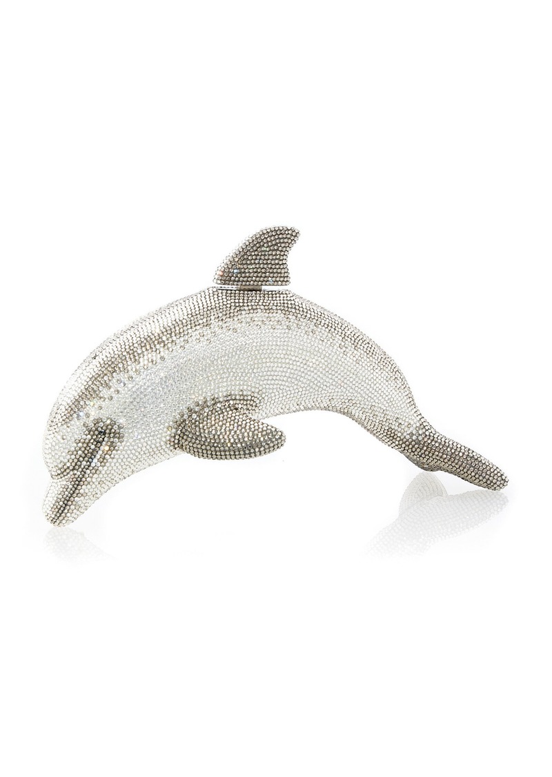 Judith Leiber Couture - Dolphin Crystal-Embellished Clutch  - Silver - OS - Moda Operandi