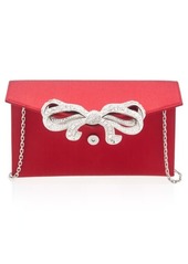 JUDITH LEIBER COUTURE Crystal Bow Satin Envelope Clutch