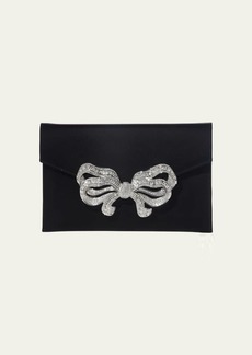 Judith Leiber Couture Crystal Bow Satin Envelope Clutch Bag