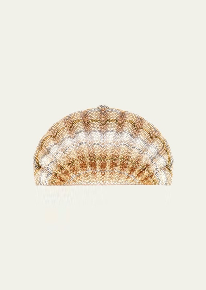 Judith Leiber Couture Origami Fan Scallop Crystal Clutch Bag