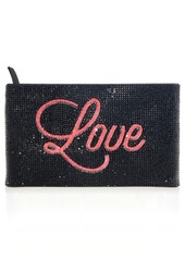 JUDITH LEIBER COUTURE Love Crystal Embellished Zip Clutch