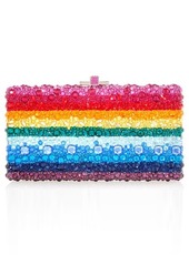 JUDITH LEIBER COUTURE Rainbow Stripe Crystal Box Clutch