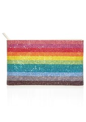 JUDITH LEIBER COUTURE Rainbow Stripe Crystal Zip Pouch