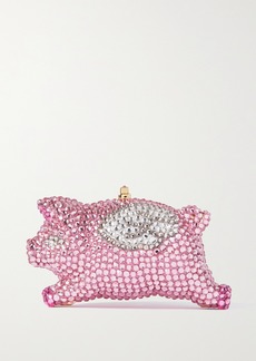 Judith Leiber When Pigs Fly Mini Crystal-embellished Gold-tone Clutch