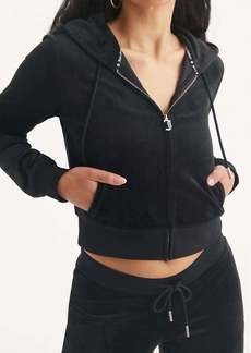 Juicy Couture Big Bling Velour Hoodie In Liquorice