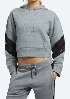 Juicy Couture Crop Cotton Blend Fleece Hoodie In Grey
