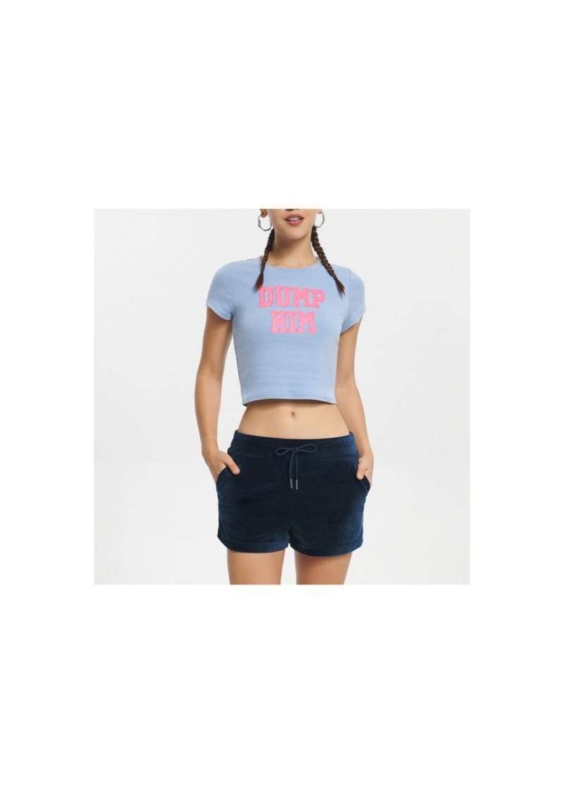 Juicy Couture Dump Him Graphic Baby Tee - Sterling Blue