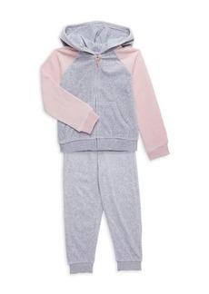 Juicy Couture Girl's 2-Piece Colorblock Hoodie & Heathered Joggers Set