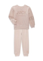 Juicy Couture Girl's 2-Piece Logo Sweatshirt & Joggers Set