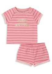 Juicy Couture Girl’s Striped 2-Piece Cotton-Blend T-Shirt & Shorts Set