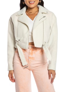 Juicy Couture Belted Boxy Crop Moto Jacket in Marshmallow at Nordstrom Rack