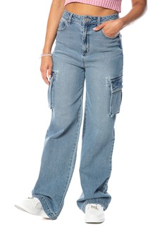 Juicy Couture Cargo Wide Leg Jeans in Indigo Light Wash at Nordstrom Rack