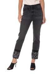 Juicy Couture Floral Print Straight Leg Jeans in Black Wash at Nordstrom Rack
