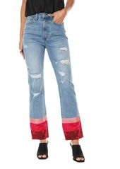 Juicy Couture Floral Print Straight Leg Jeans in Medium Wash at Nordstrom Rack