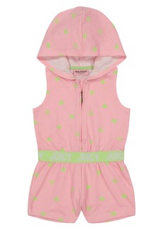 Juicy Couture Kids' Loop Terry Hooded Romper in Pink Multi at Nordstrom Rack