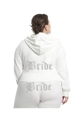 Juicy Couture Plus Size Bride Big Bling Velour Track Pants - Angel bride silver