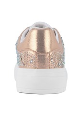 Juicy Couture Women's Alanis Rhinestone Lace Up Platform Sneakers - White