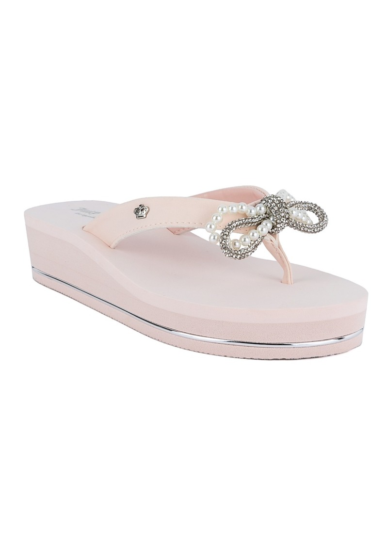 Juicy Couture Women's Crepe Bow Detail Wedge Sandals - Blush