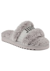 Juicy Couture Women's Halo Faux Fur Slippers - Dark Red