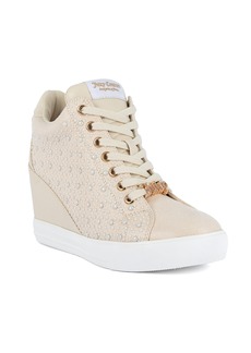 Juicy Couture Women's Jiggle Embellished Lace-Up Wedge Sneakers - Ivory