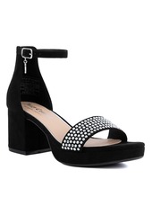 Juicy Couture Women's Nelly Rhinestone Two-Piece Platform Dress Sandals - Black Micro