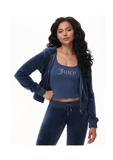 Juicy Couture Women's Og Big Bling Velour Hoodie - Midnight sea