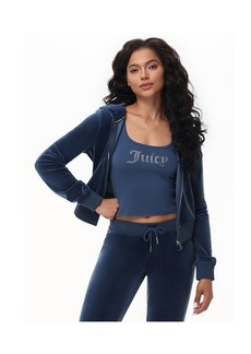 Juicy Couture Women's Ombre Big Bling Velour Hoodie - Midnight sea