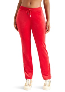 Juicy Couture Women's Rib Waist Velour Pants with Drawcord