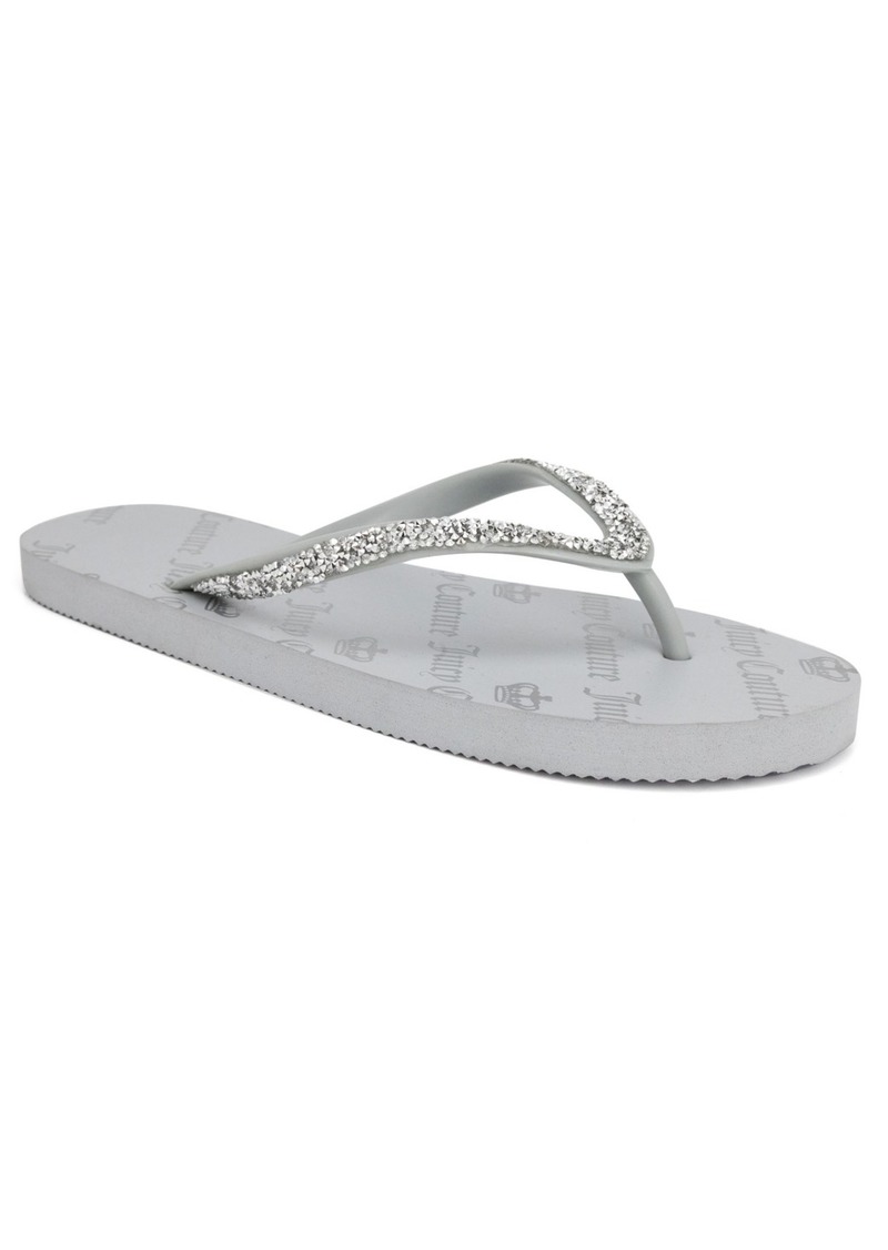 Juicy Couture Women's Shimmery Thong Flip Flop Sandals - Gray