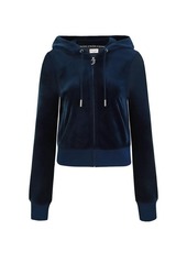 Juicy Couture Women's Solid Classic Juicy Hoodie With Crown Hotfix - Regal blue