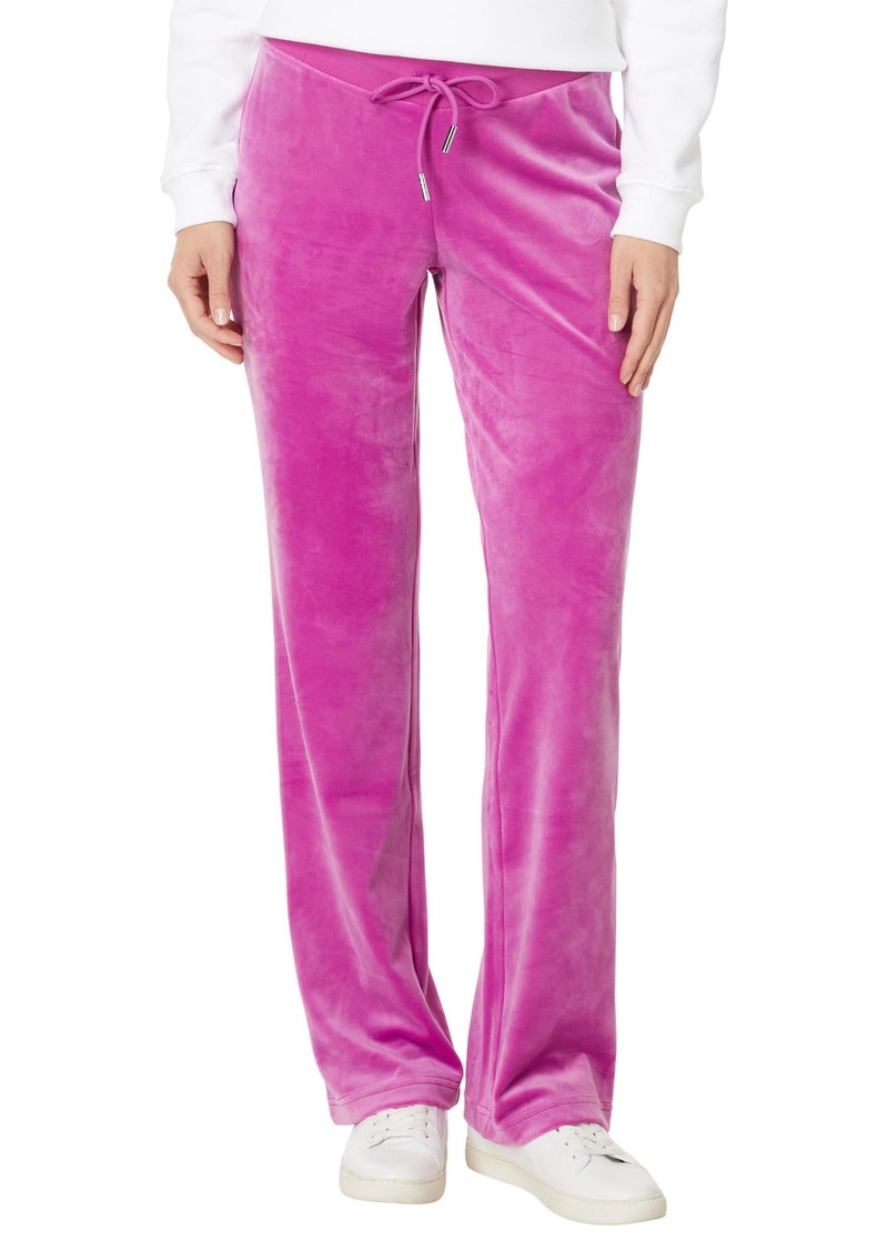 Juicy Couture Women's Solid Rib Waist Velour Pant W/Drawcord
